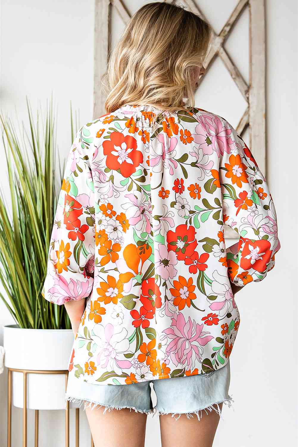 A Fresh Start Floral Blouse in White