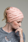 Keepin' it Cozy Ponytail Beanie in Pink