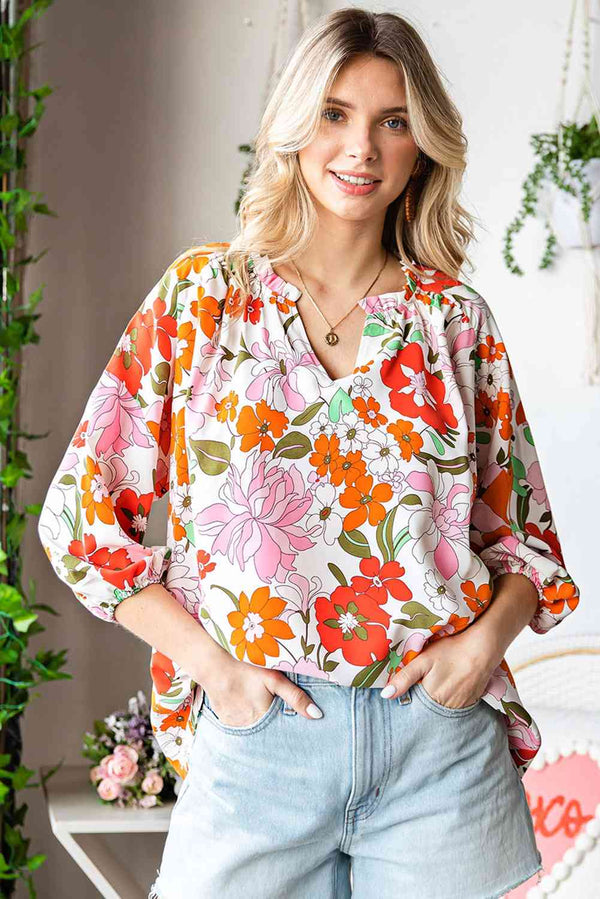 A Fresh Start Floral Blouse in White